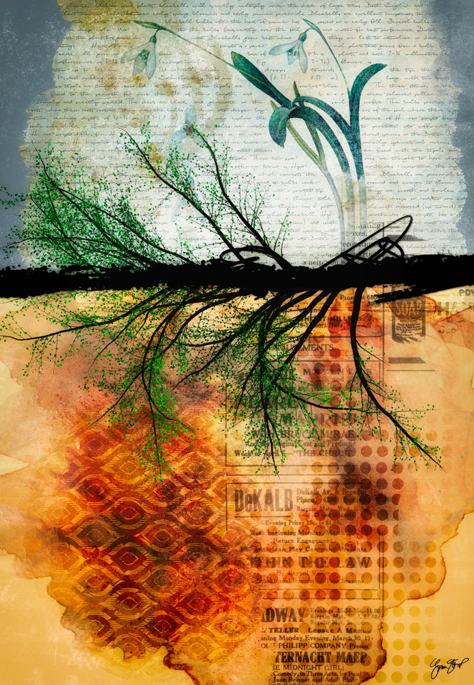 Mixed media collage art by Gina Startup