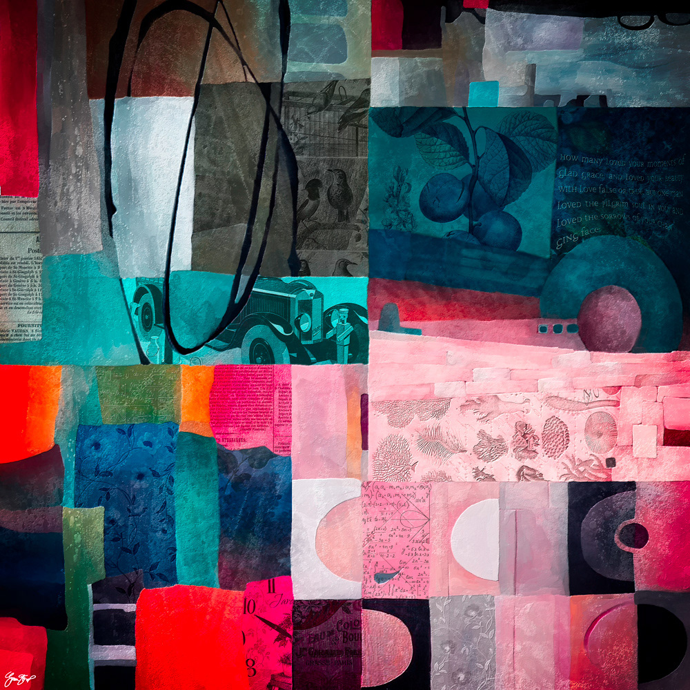 Mixed media collage art by Gina Startup 
