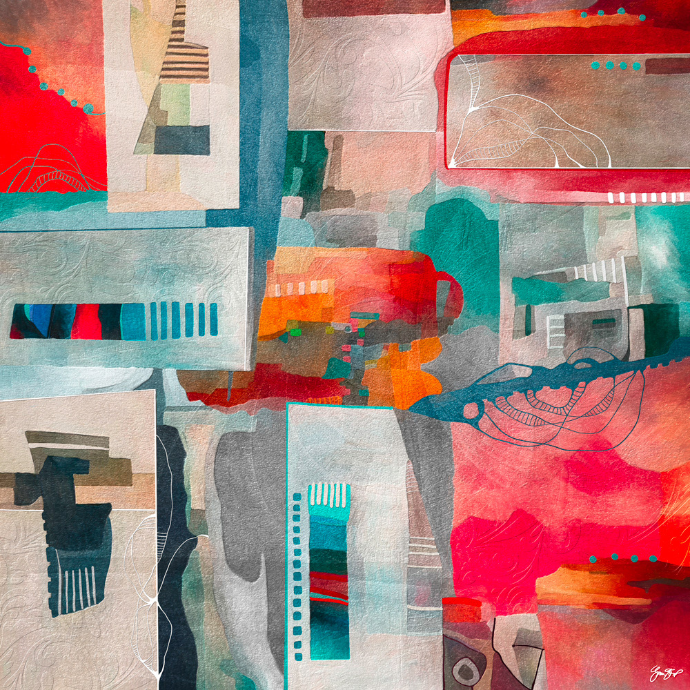 Mixed media abstract art by Gina Startup