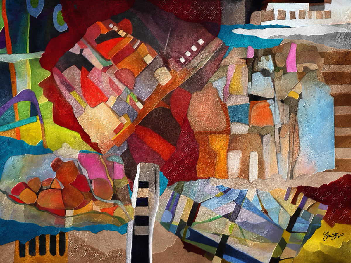 Mixed media abstract art by Gina Startup