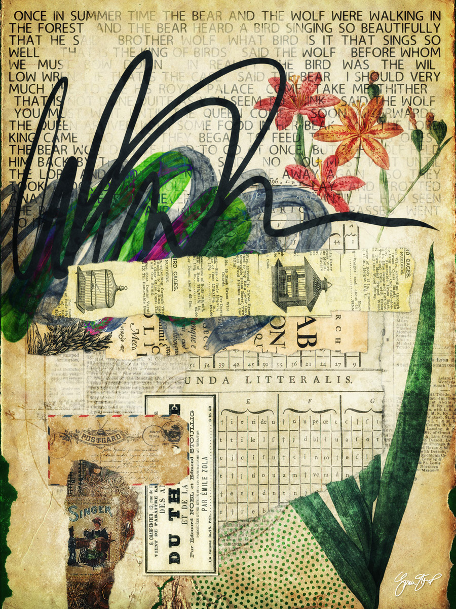 Mixed media collage by Gina Startup