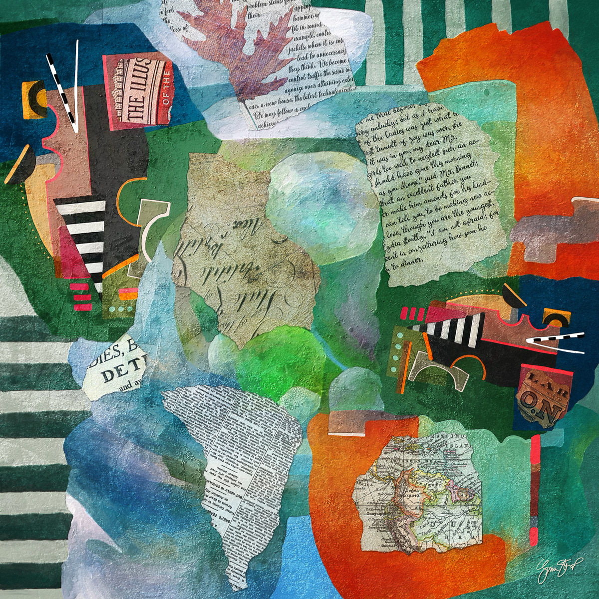 Mixed media Collage Art by Gina Startup