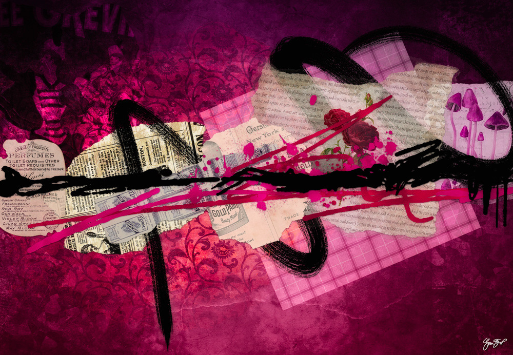 Mixed media collage art by Gina Startup