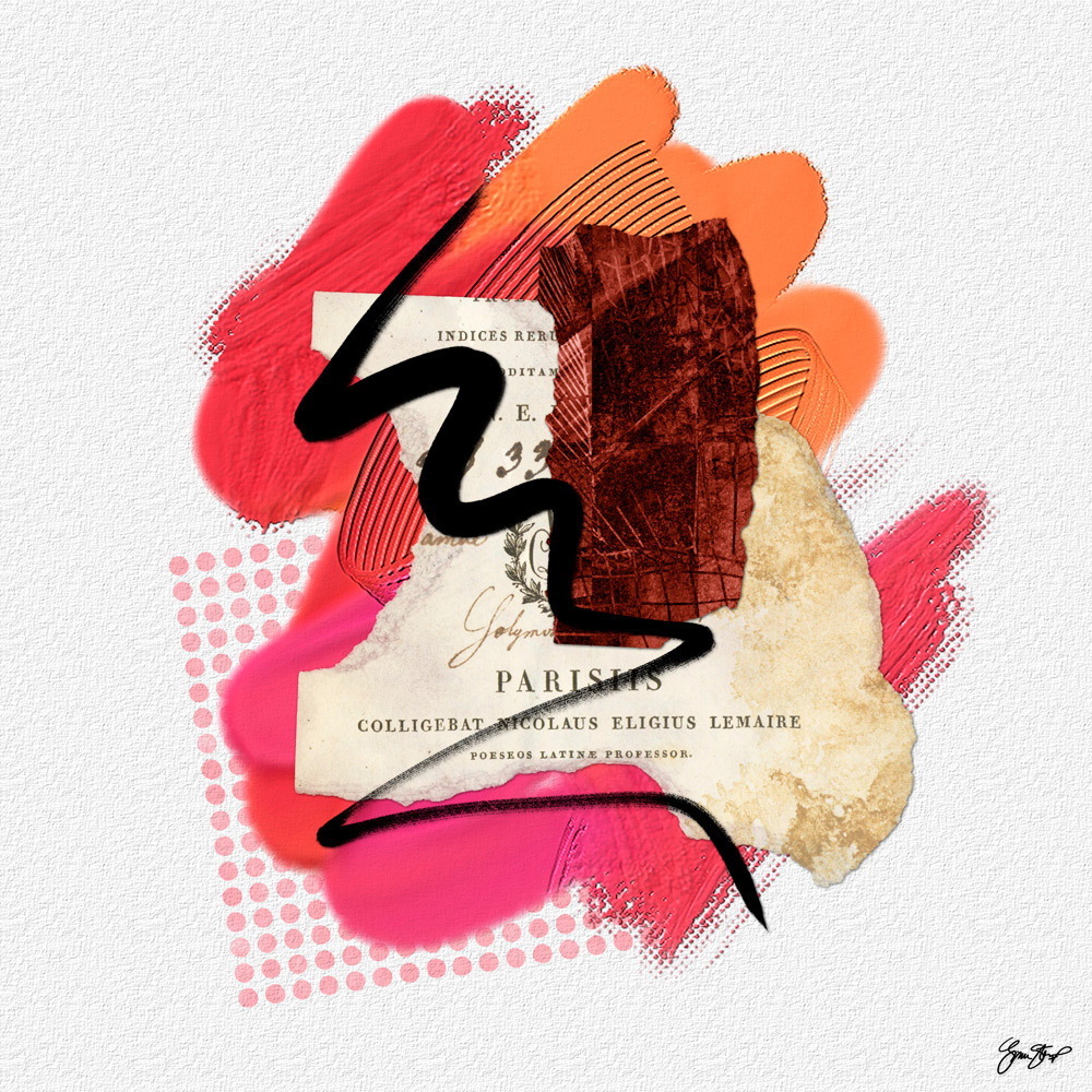 Mixed media collage art by