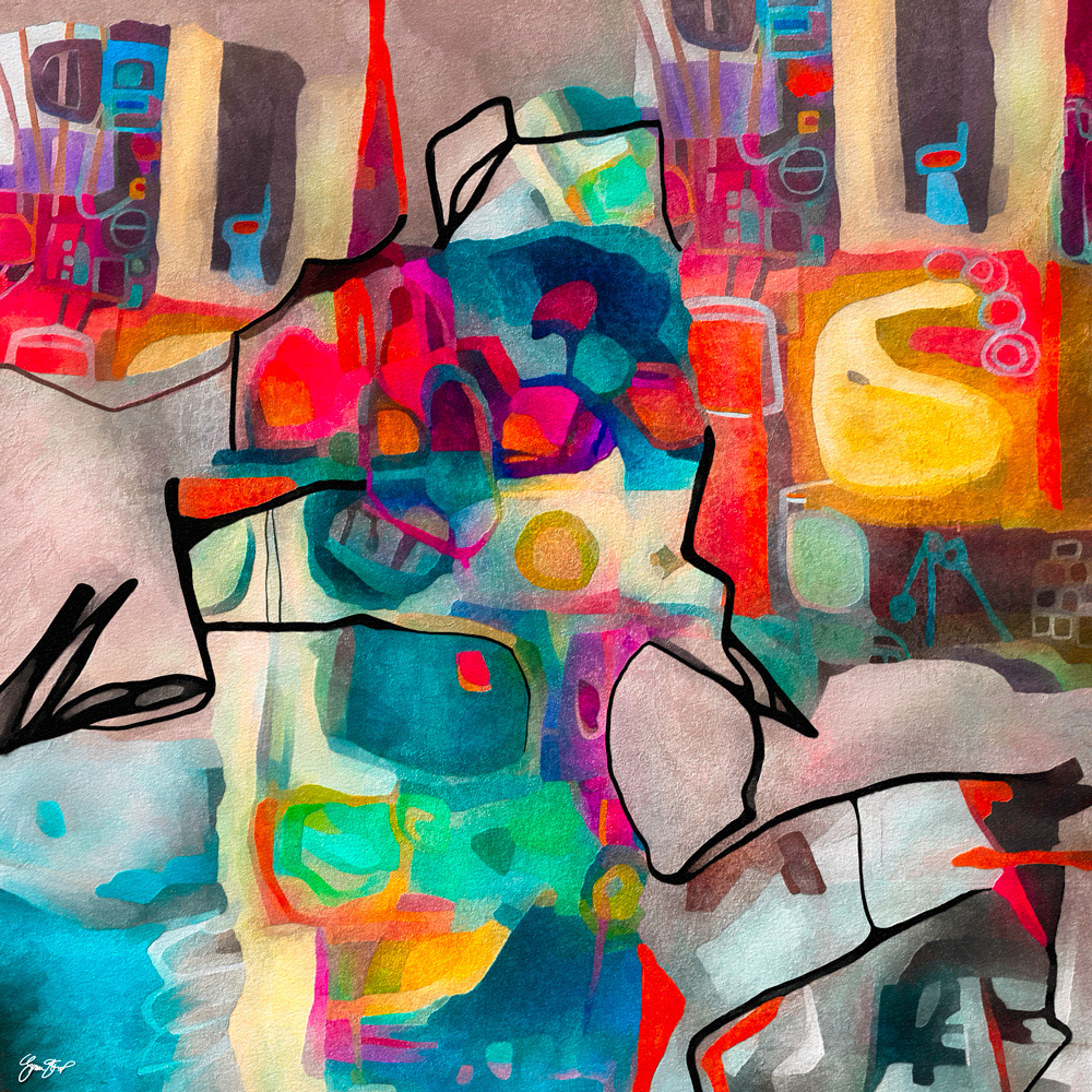 Mixed media abstract art by Gina Startup