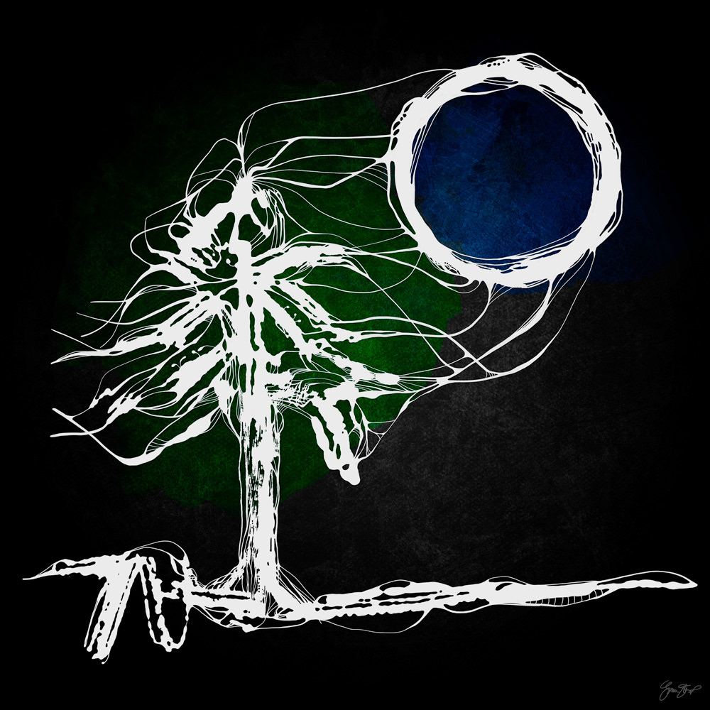 Semi-Abstract Ink Drawing by Gina Startup 