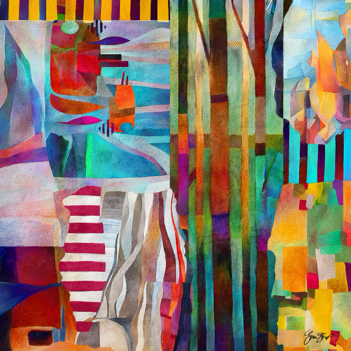 Mixed media abstract art by Gina Startup