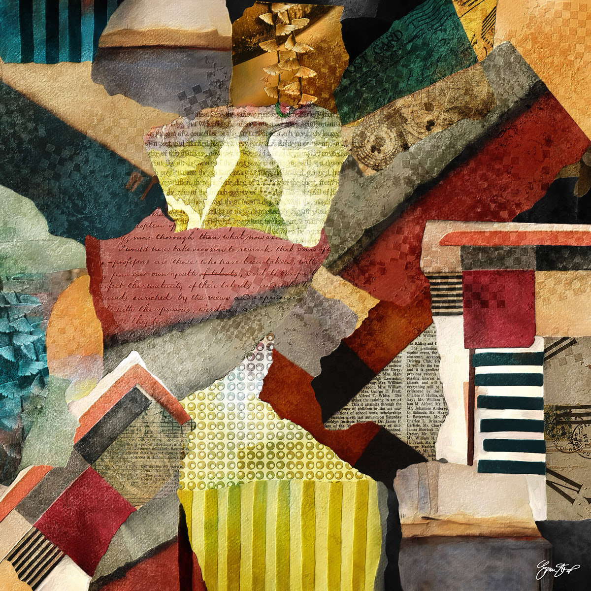 Mixed media collage art by Gina Startup