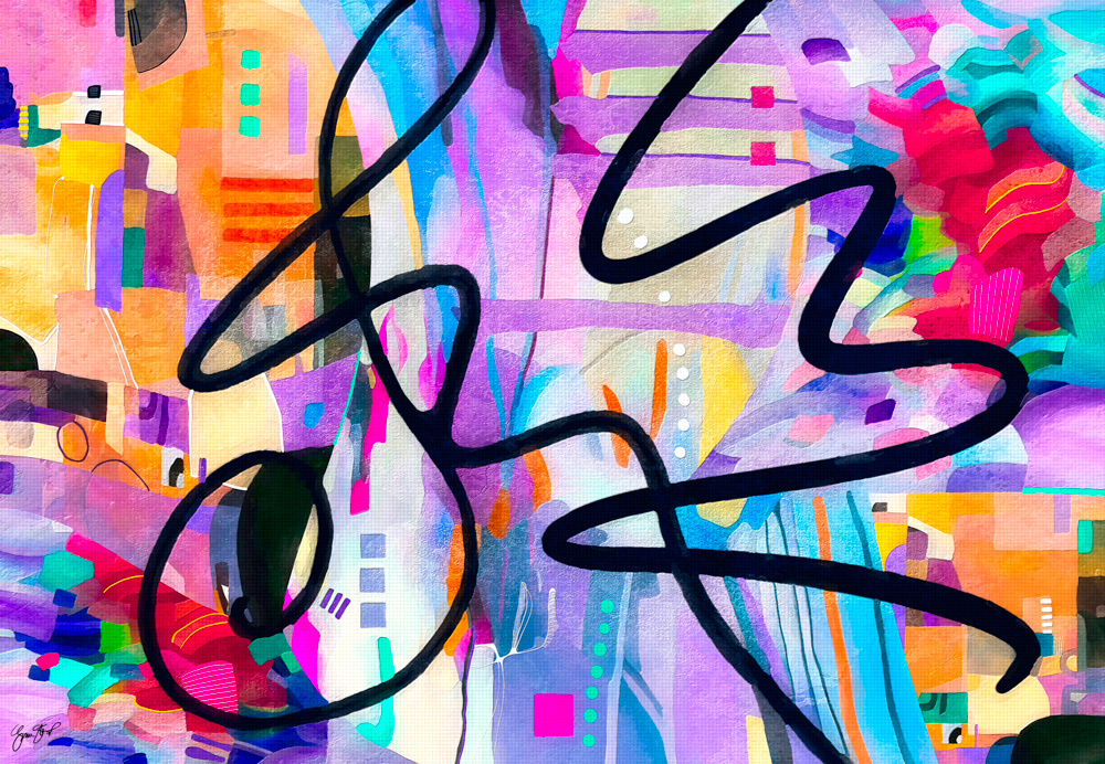 Mixed media abstract art by Gina Startup