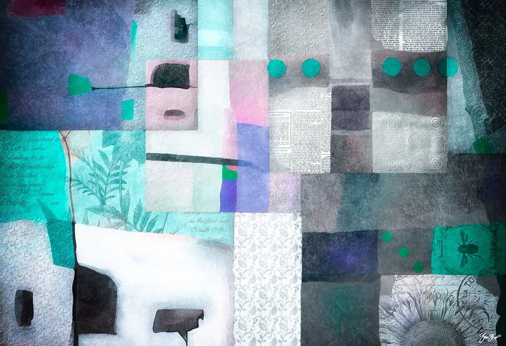 Mixed media collage art by Gina Startup 