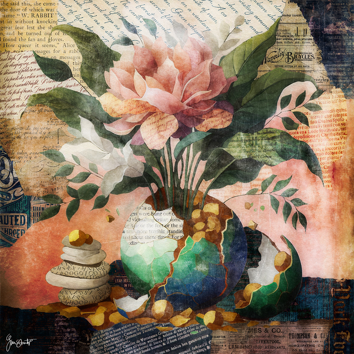 Faded Roses In A Broken Vase by Gina Startup 