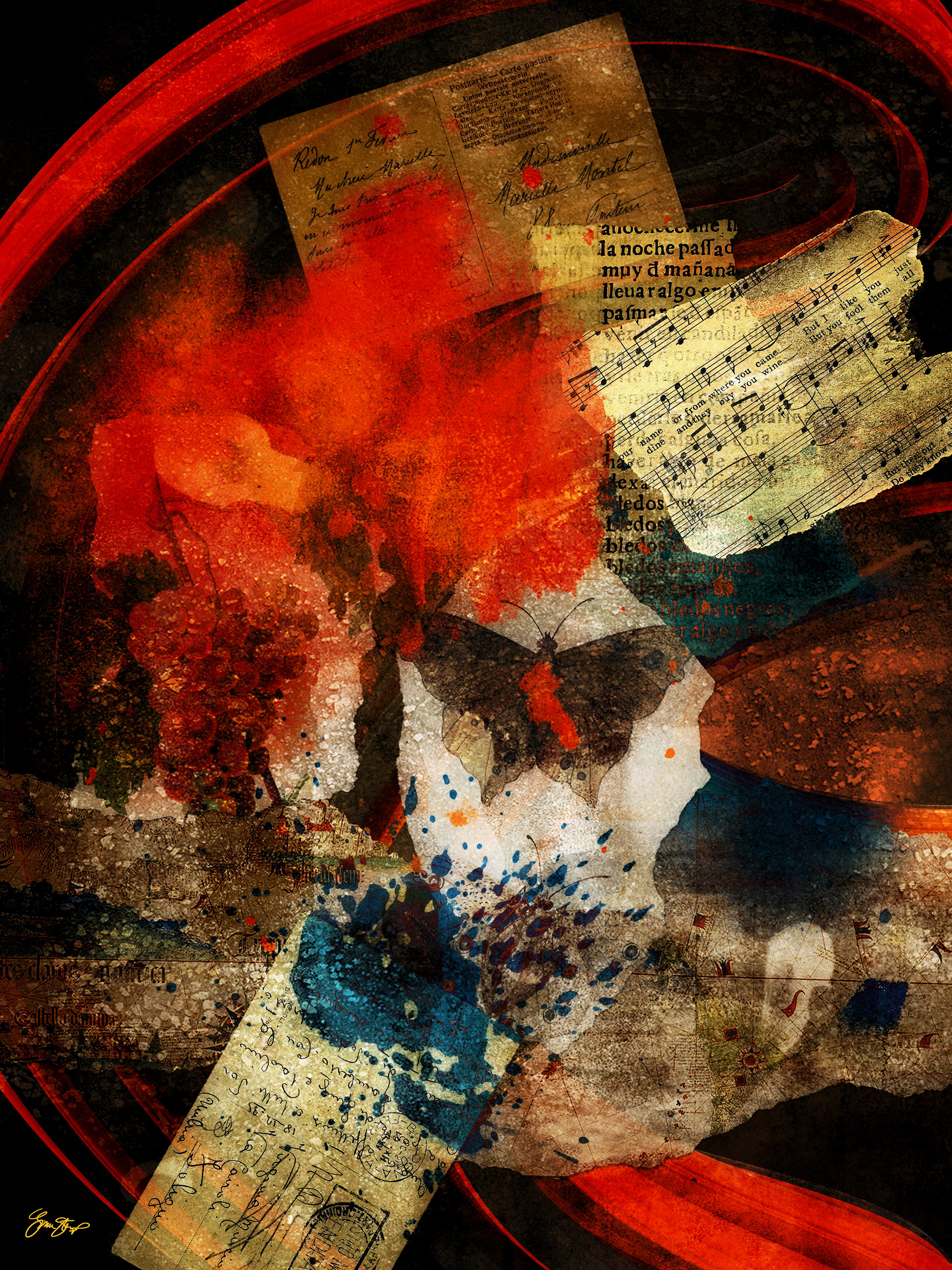 Orange Paint on Postcards by Gina Startup 