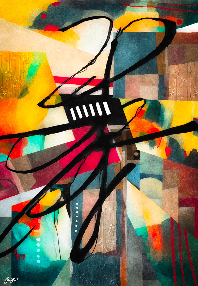 Mixed media abstract art by Gina Startup
