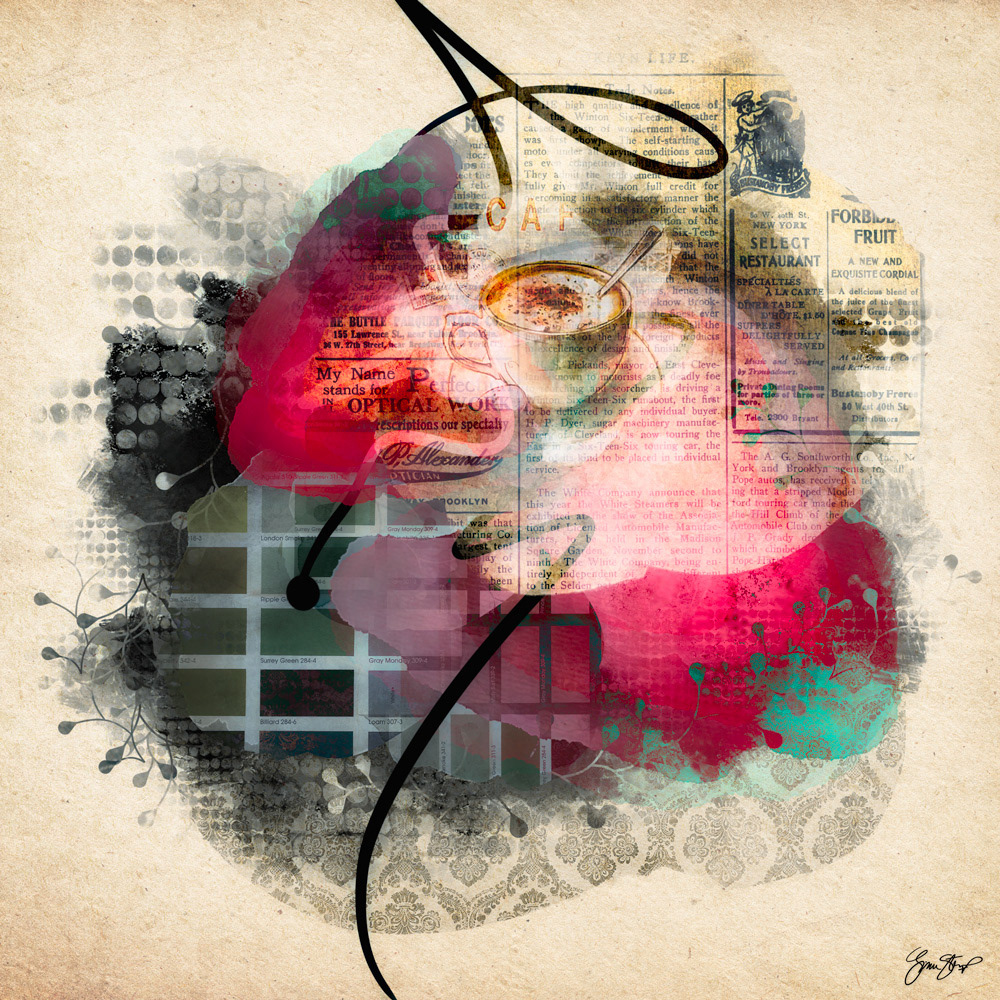 Mixed media collage art by Gina Startup