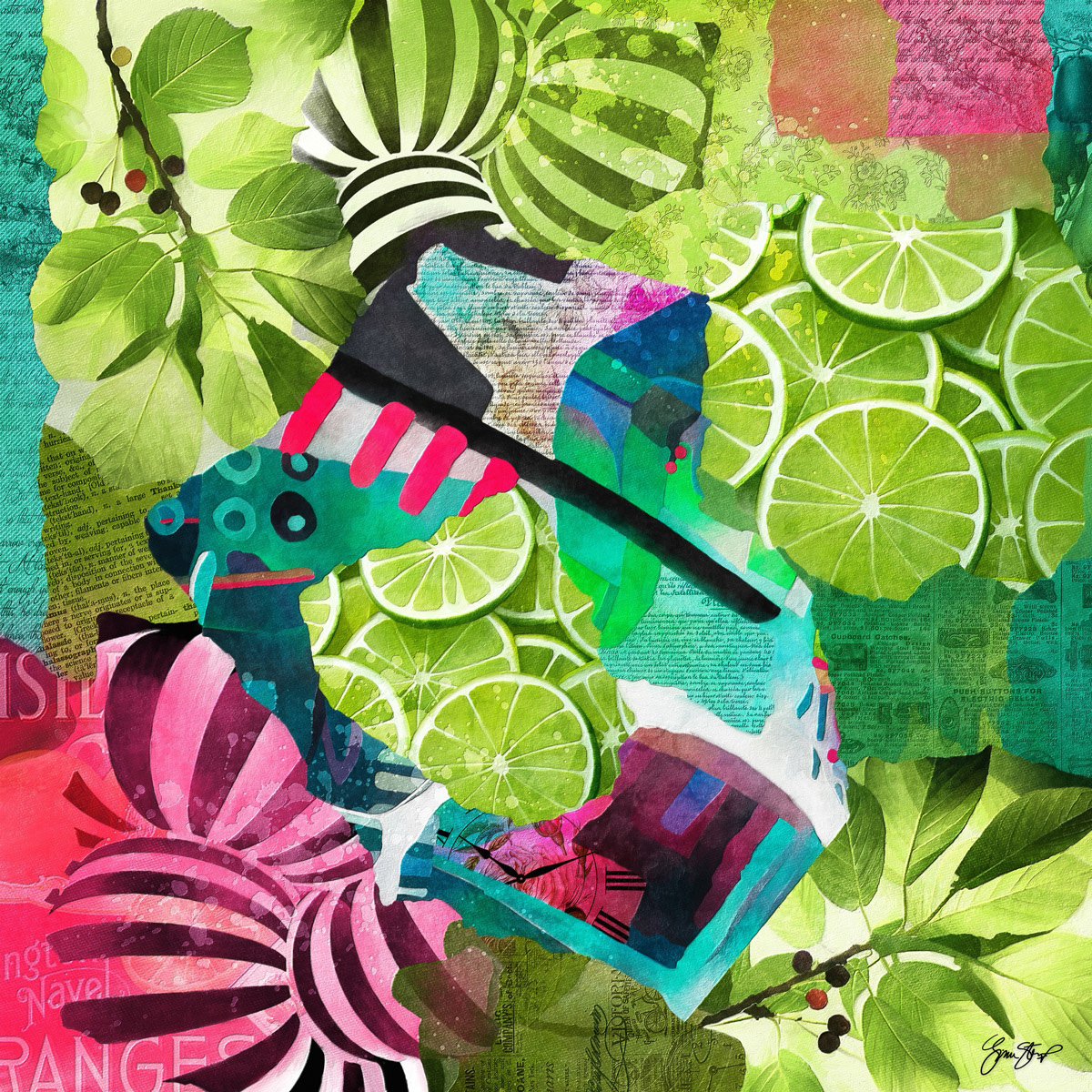 Mixed media collage art by Gina Startup
