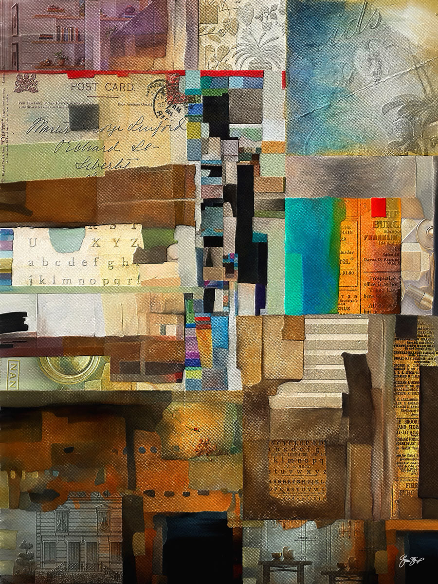 Mixed media collage art by Gina Startup