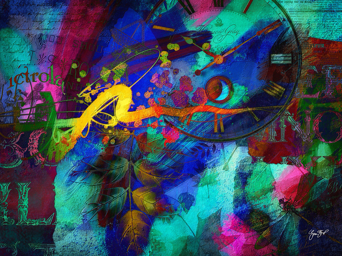 Mixed media collage art by Gina Startup 