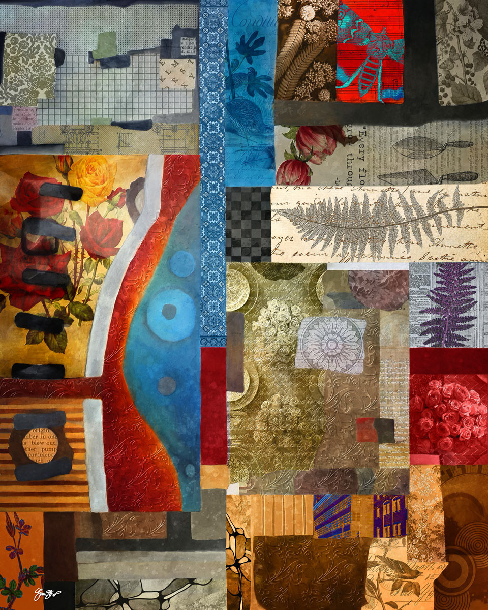 Mixed media collage art by Gina Startup