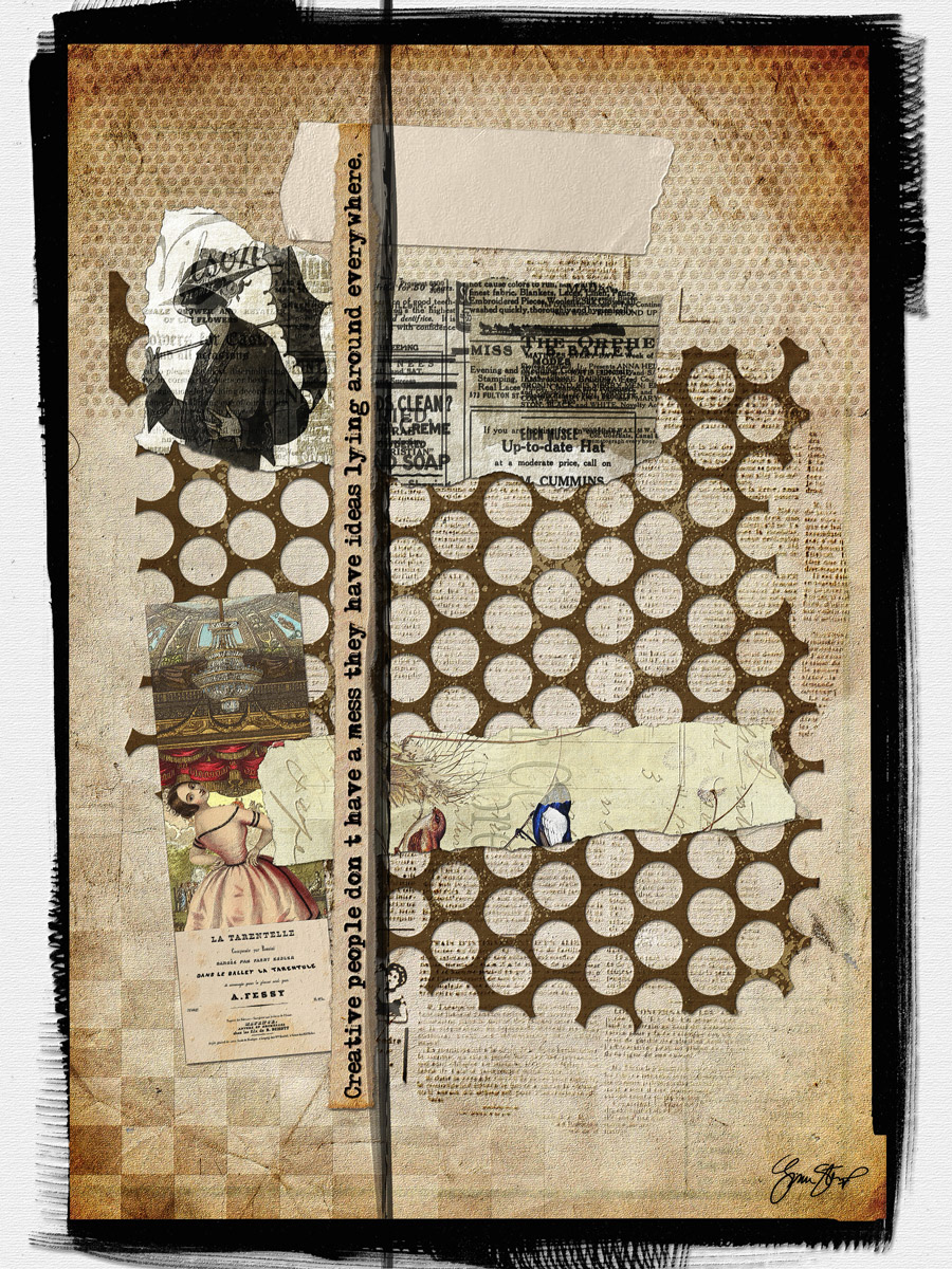 Mixed media collage art by Gina Startup