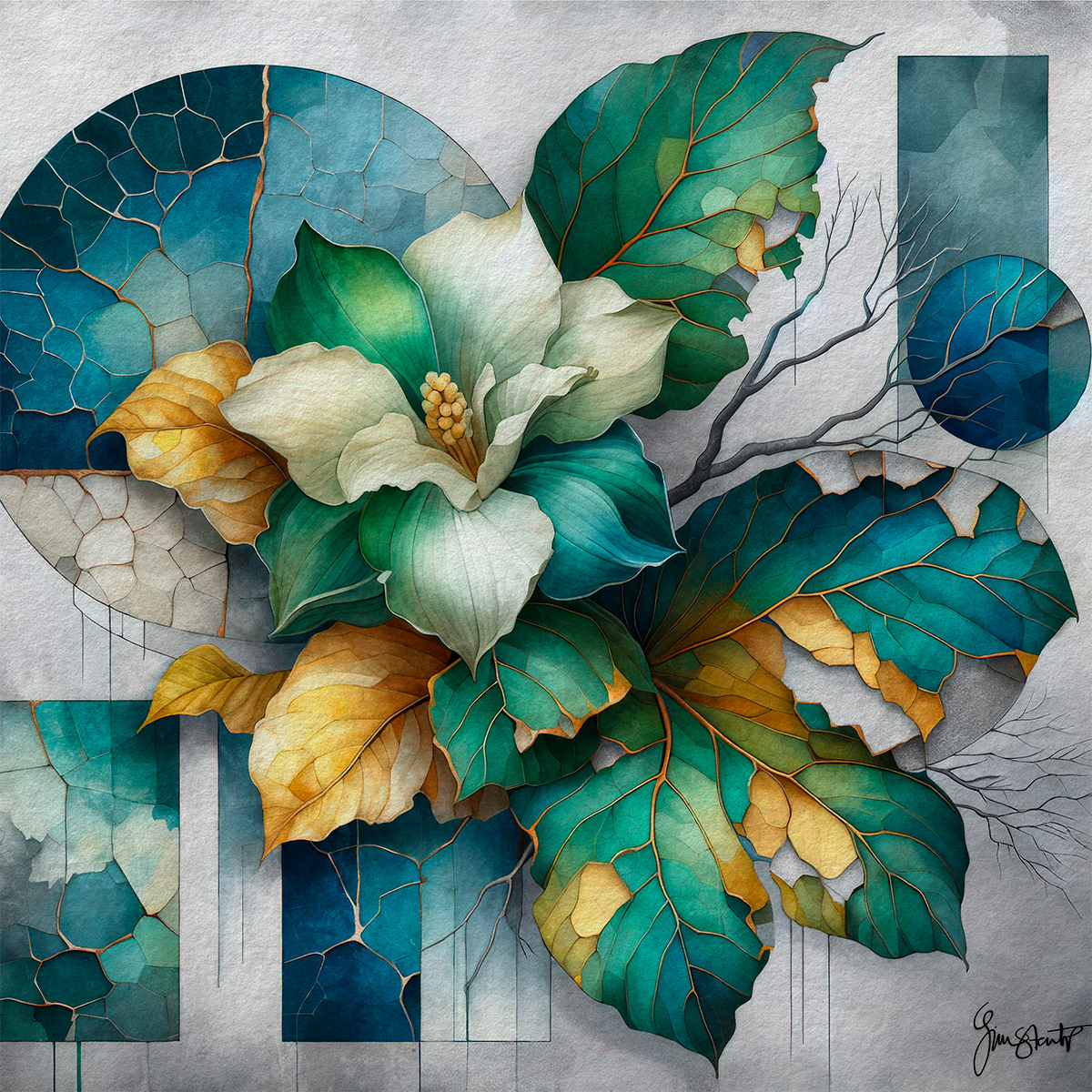 Amber Leaves in the Wind by Gina Startup 