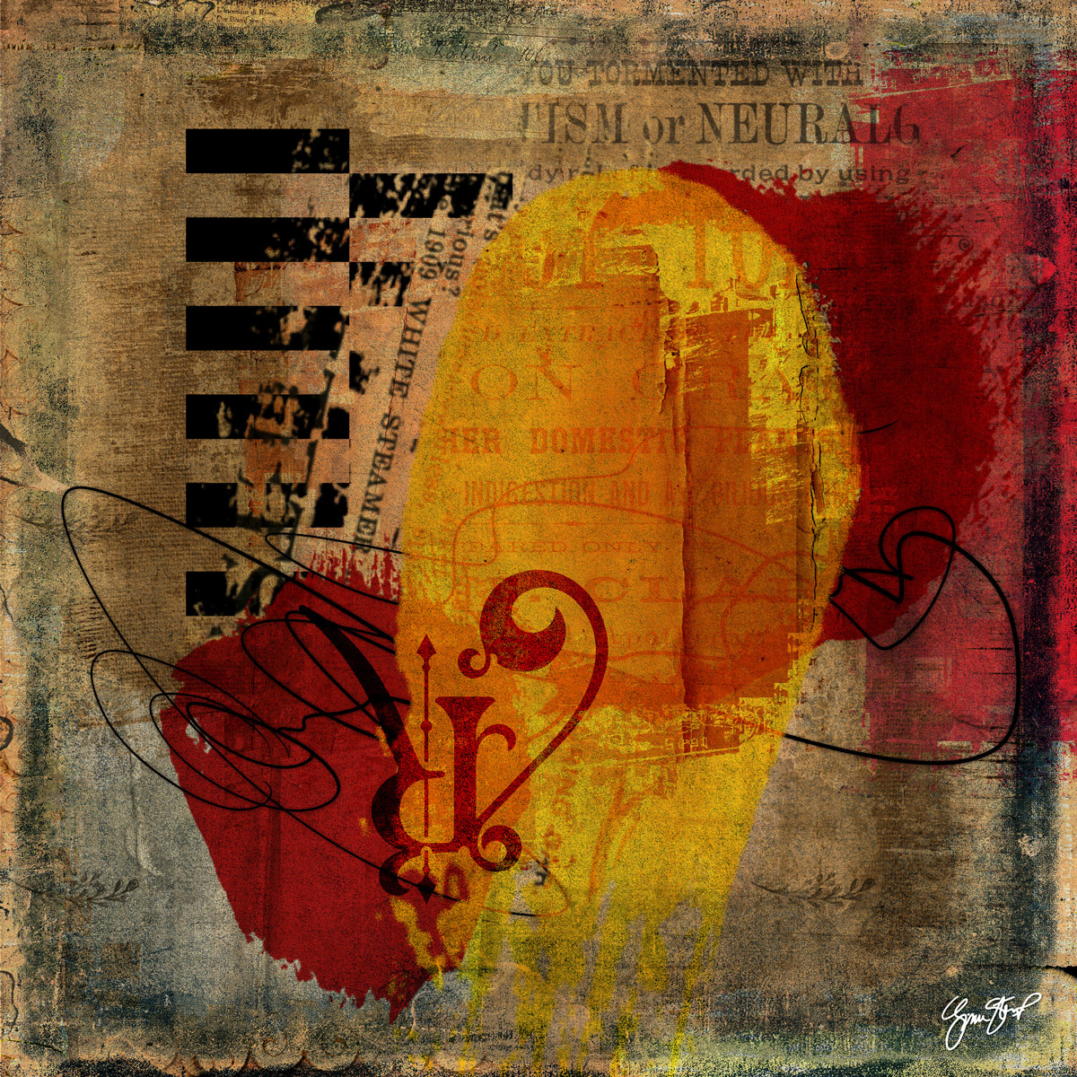 Mixed media collage art by Gina Startup