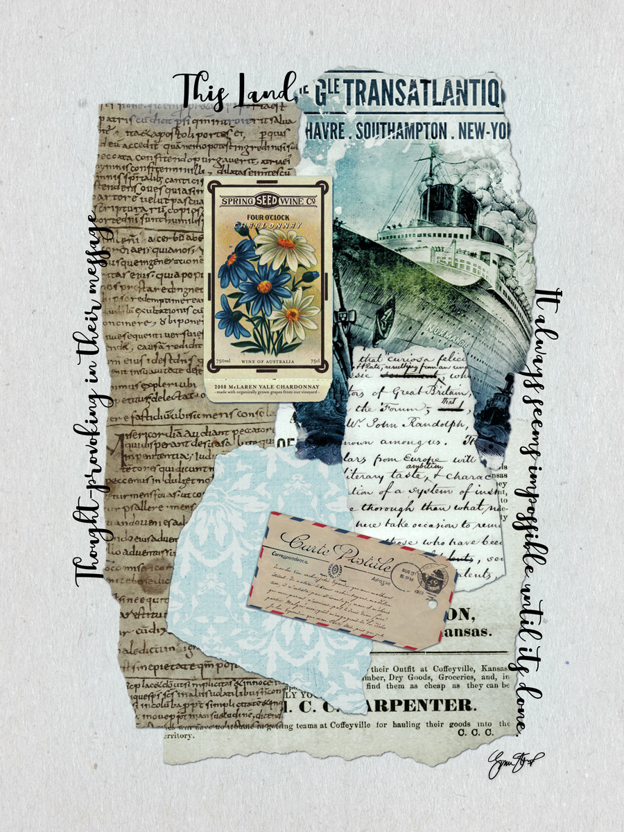 Mixed media collage art by Gina Startup