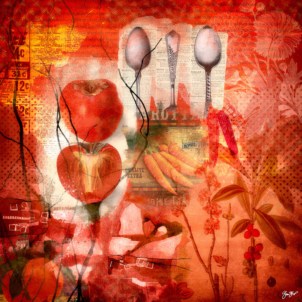Mixed media collage art by Gina Startup 
