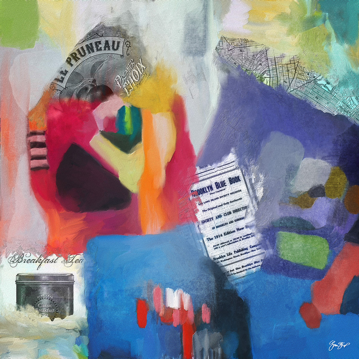 Mixed media collage art by Gina Startup
