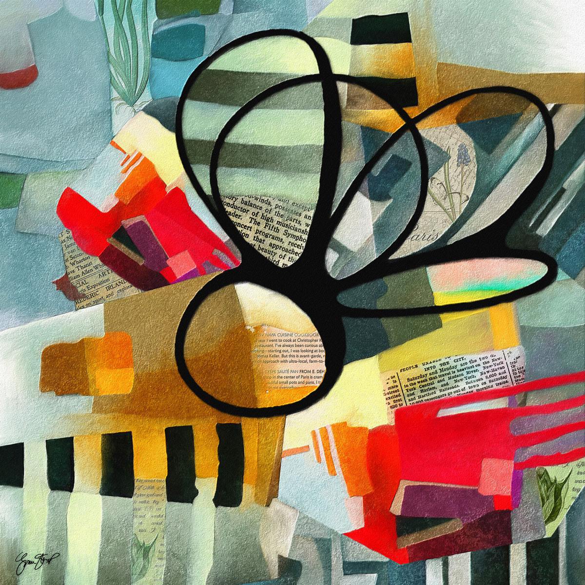 Mixed media collage art by Gina Startup