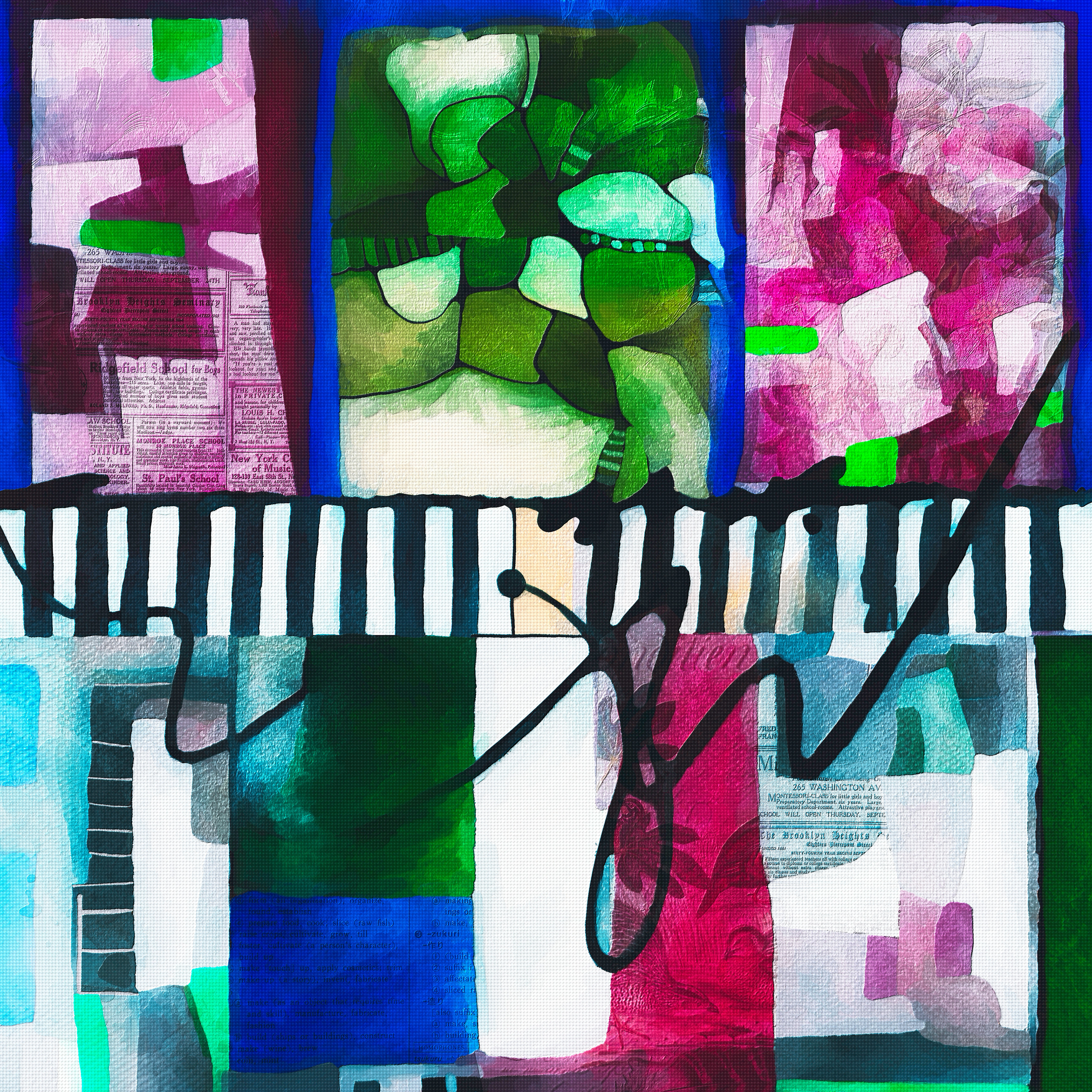 Mixed media collage art by Gina Startup 