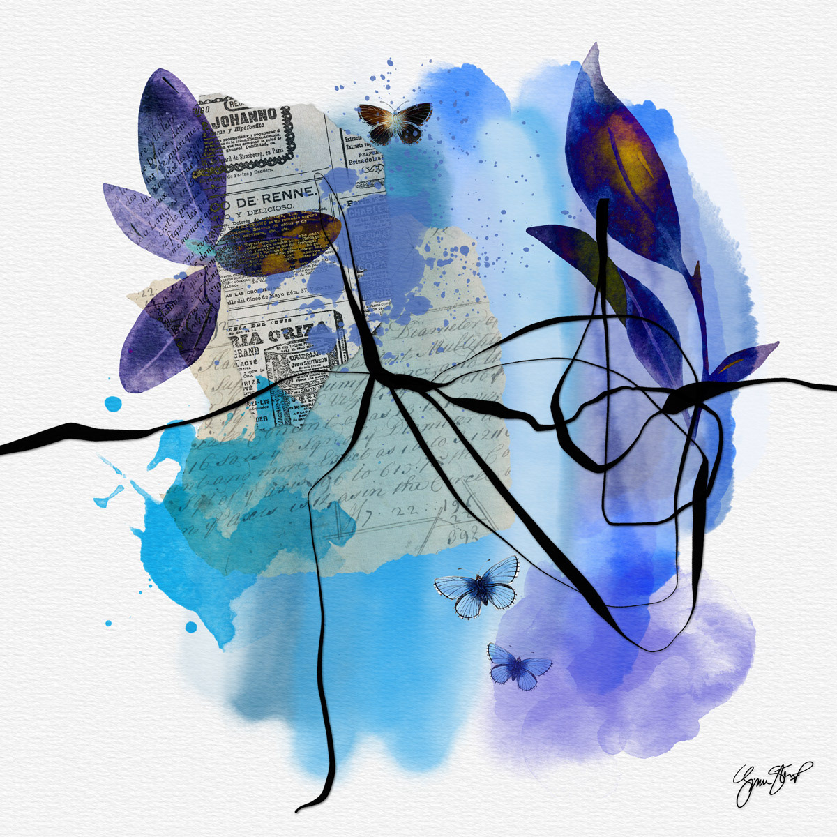 3 Blue Butterflies by Gina Startup