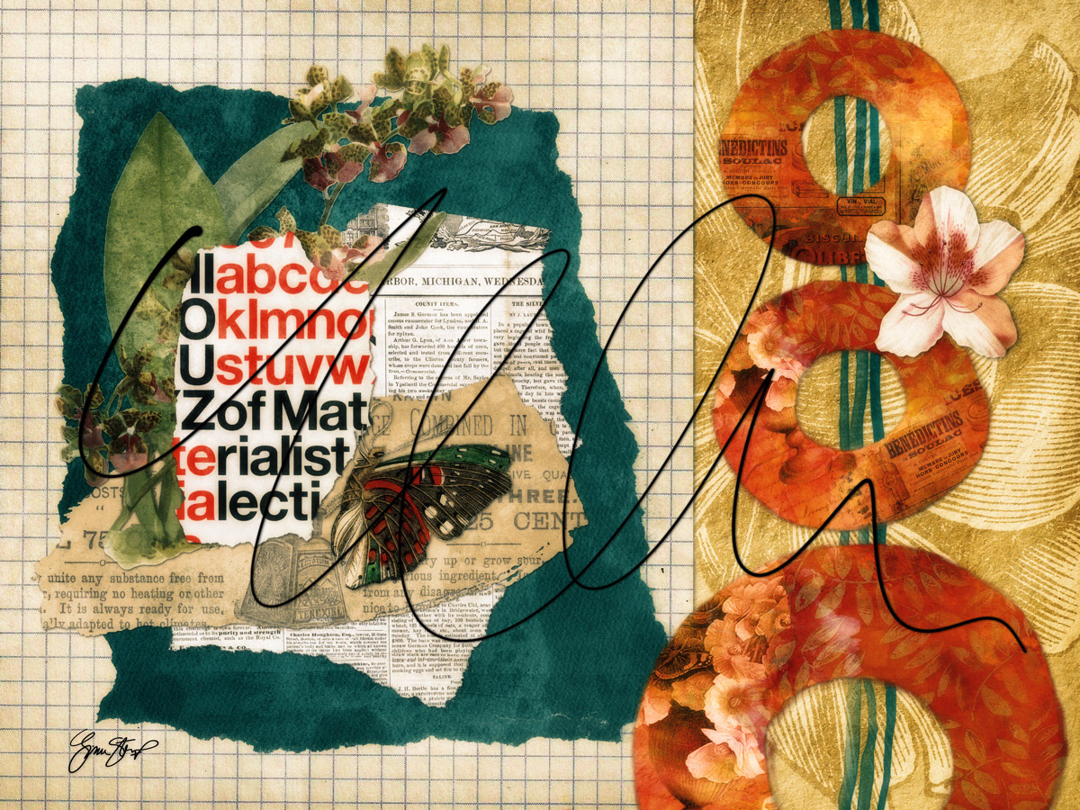 Mixed media collage art by Gina Startup