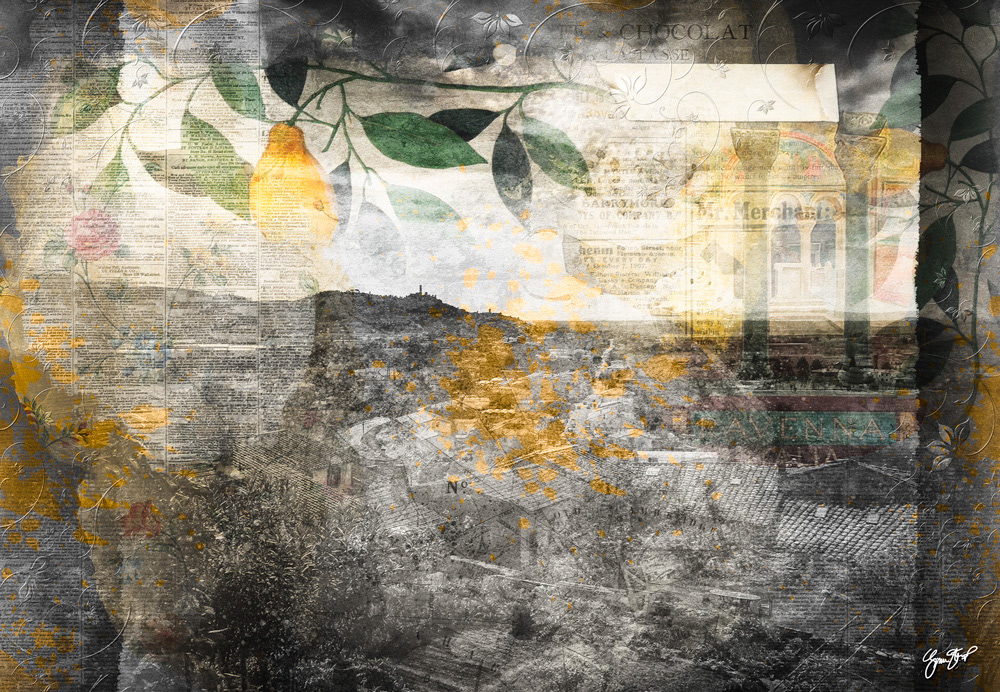 Mixed media collage art by Gina Startup 