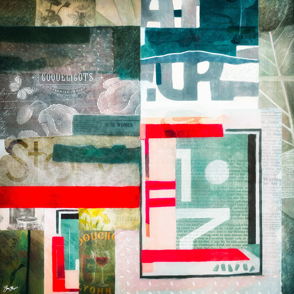 Mixed media collage art by Gina Startup 