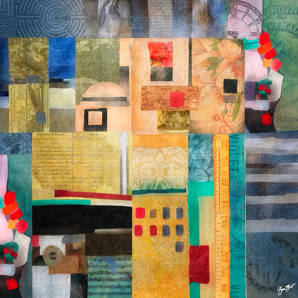Mixed media collage art by Gina Startup