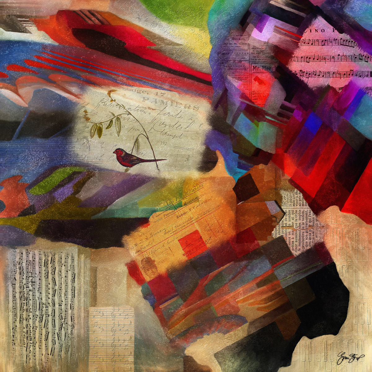 Mixed media collage art by Gina Startup