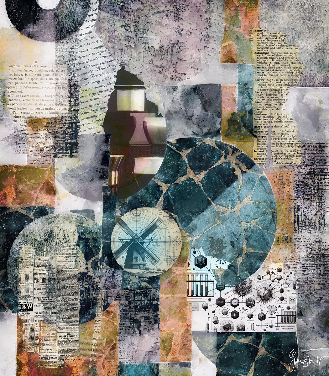 Blue Windmills by Gina Startup 