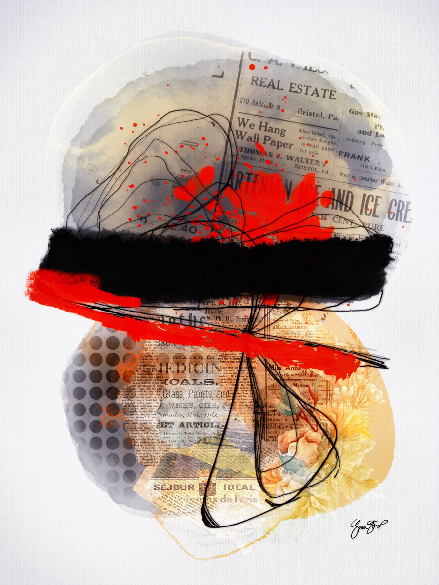 Mixed media collage art by Gina Startup