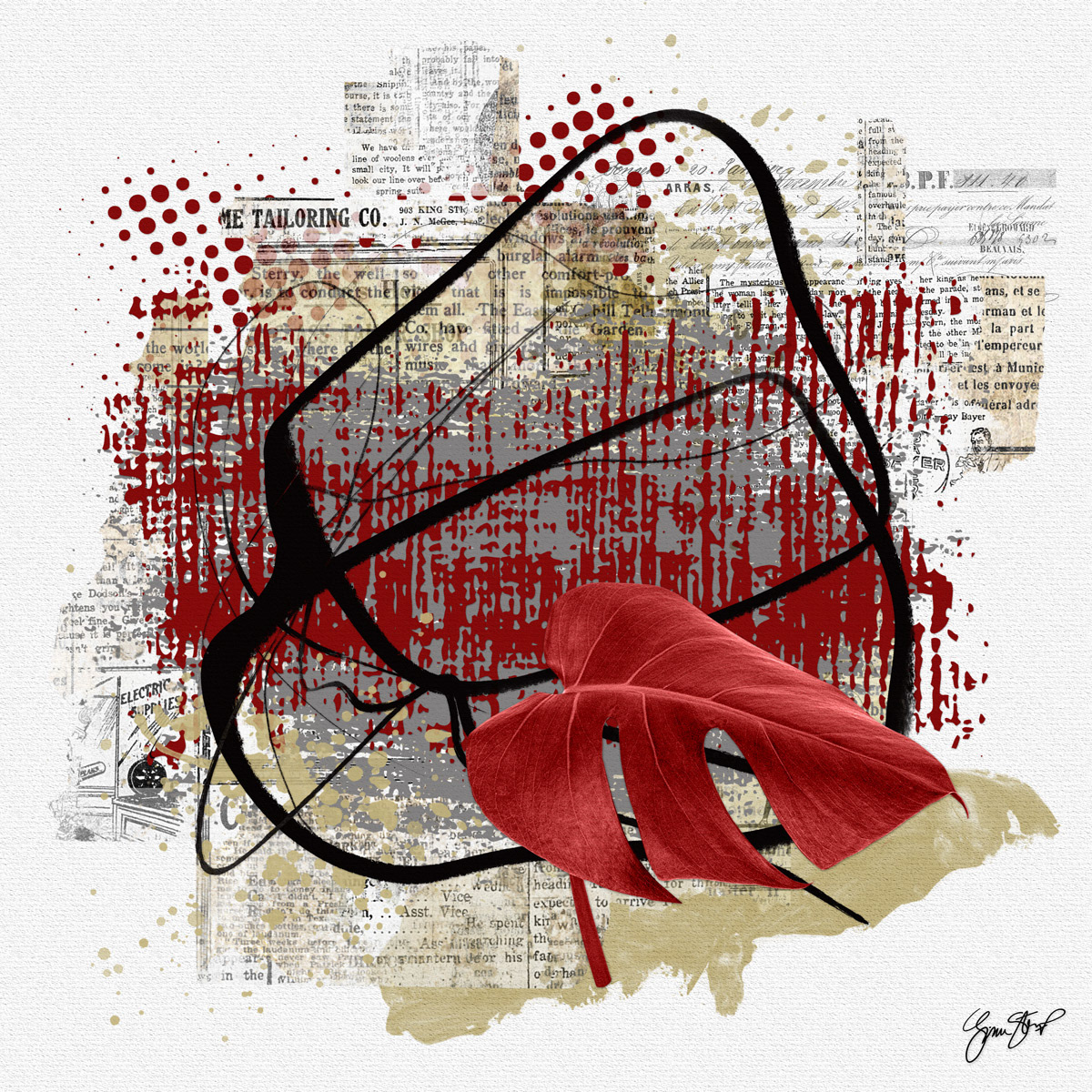 Large Red Leaf by Gina Startup 