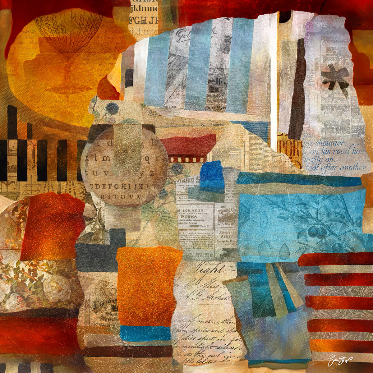 Mixed media collage art by Gina Startup