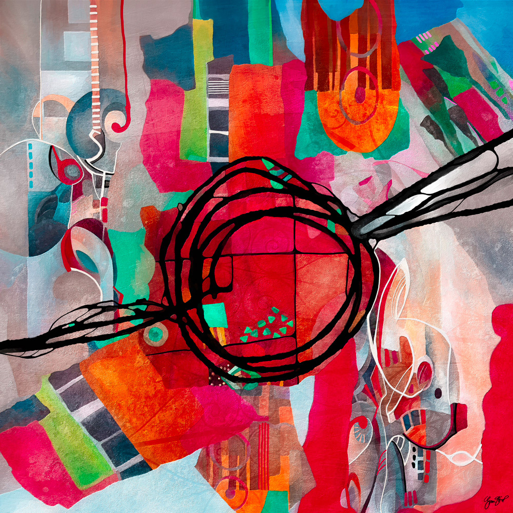 Abstract mixed media art by