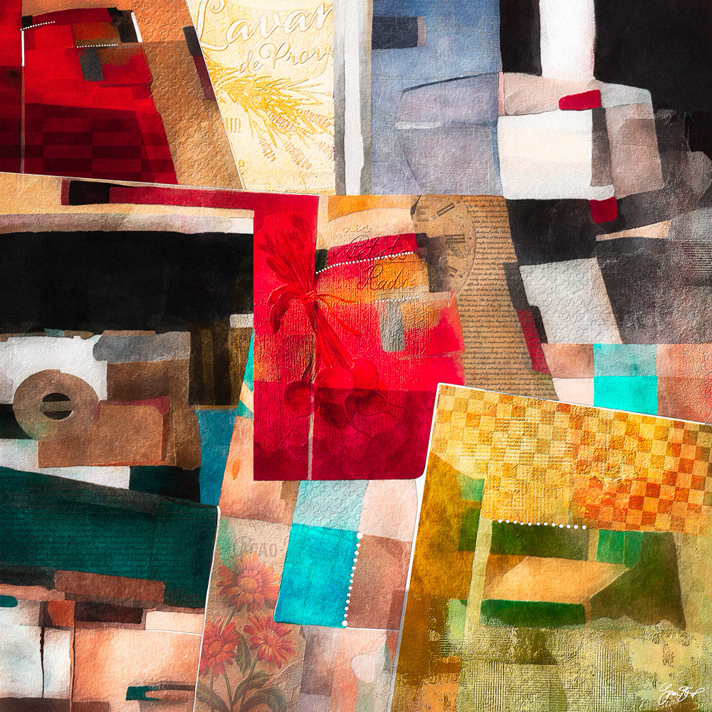 Mixed media collage art by Gina Startup