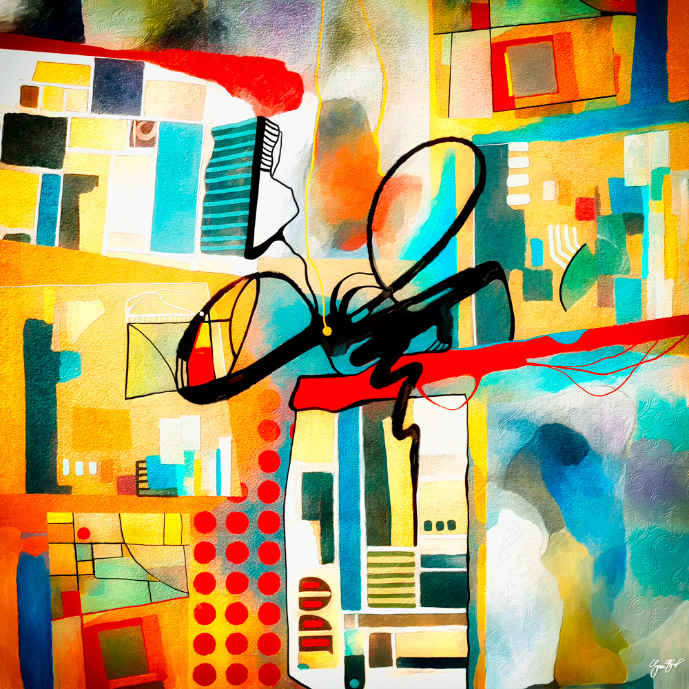 Abstract mixed media art by Gina Startup 