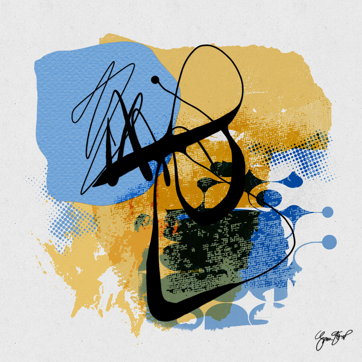 Blue Paper on Gold