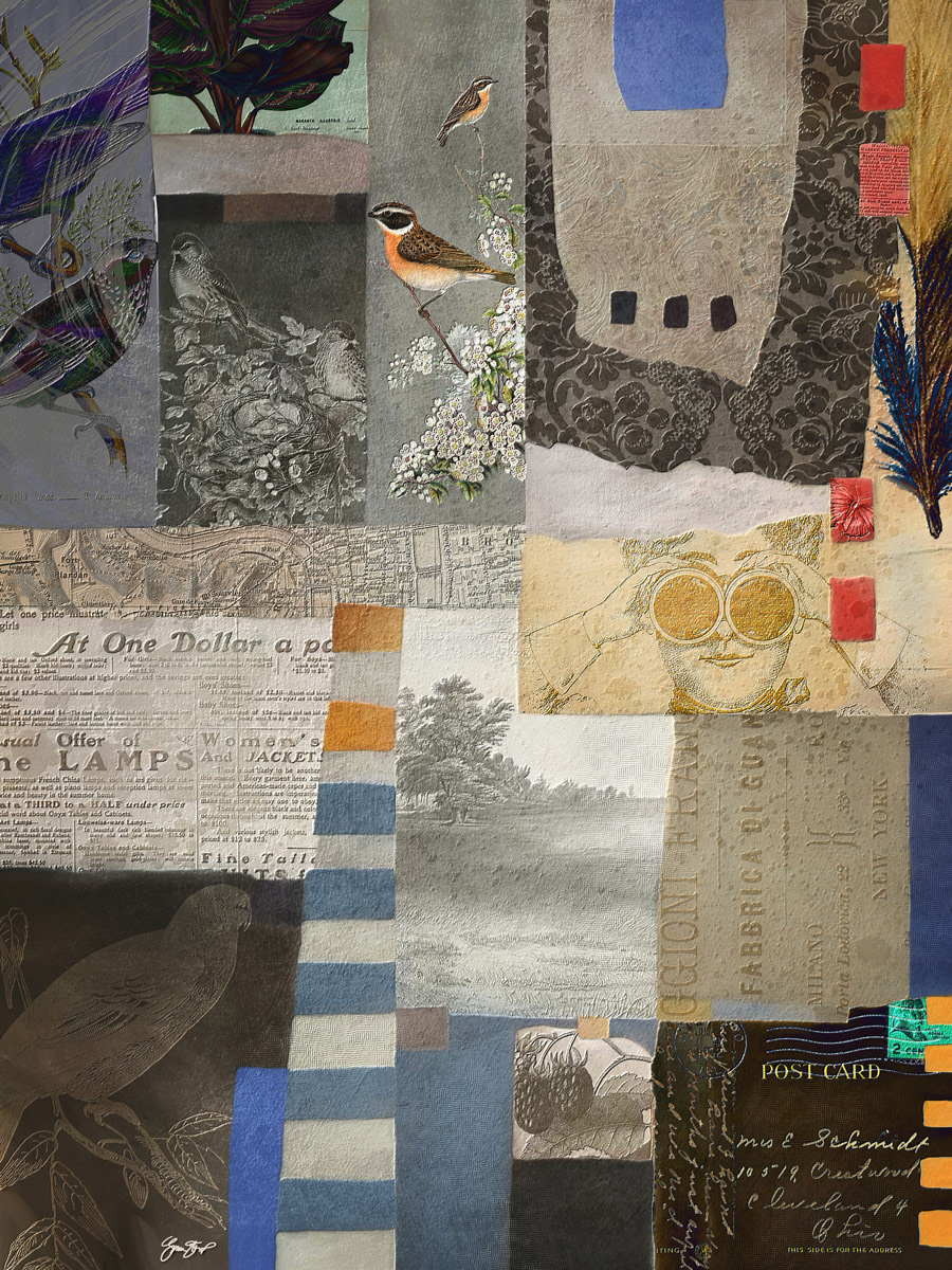 Mixed media collage art by Gina Startup