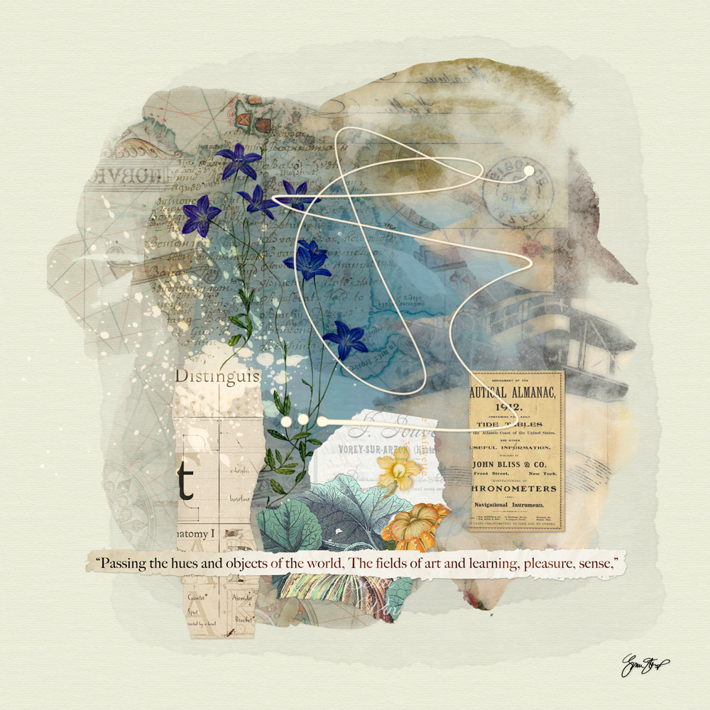 Mixed media collage art by Gina Startup