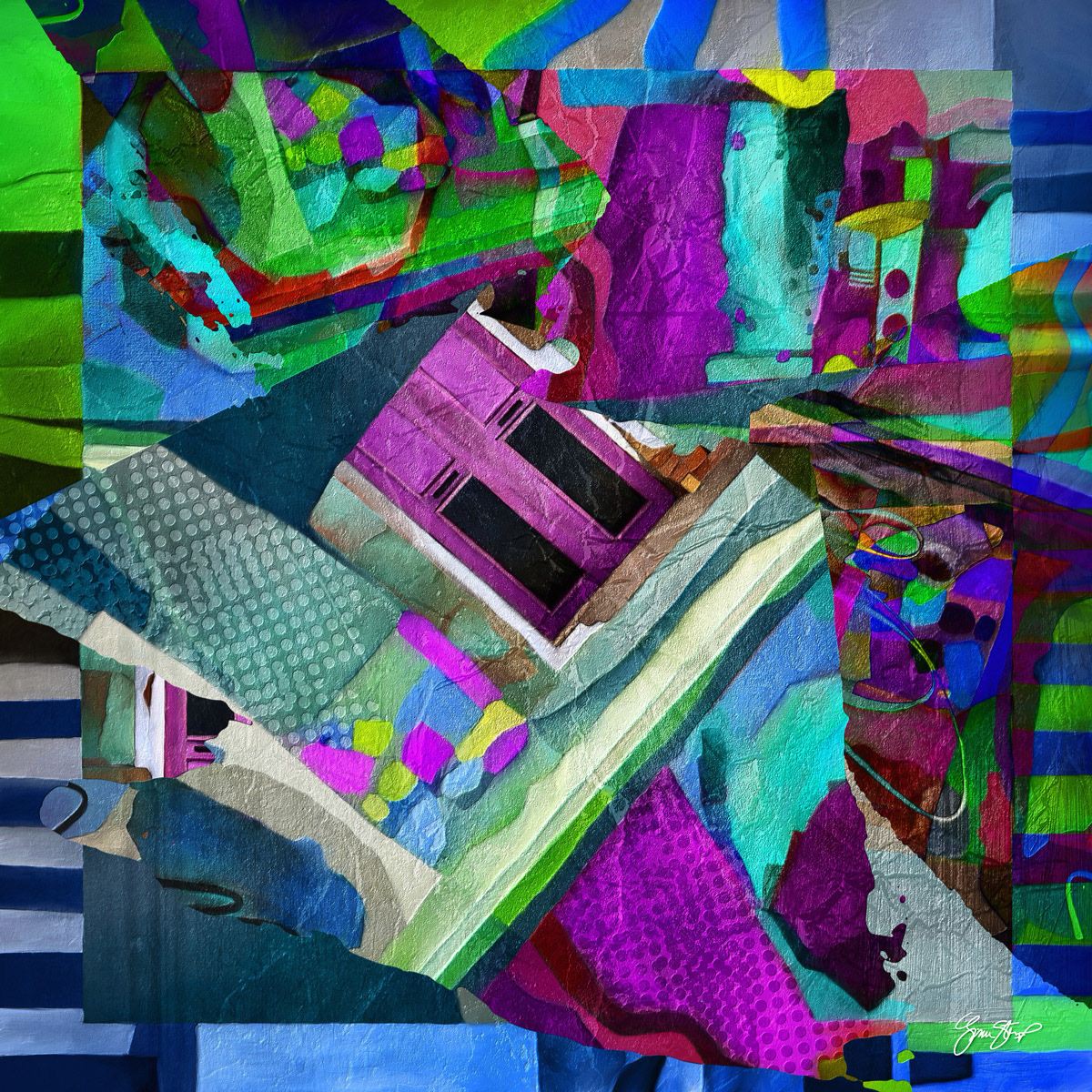 Mixed media collage art by Gina Startup