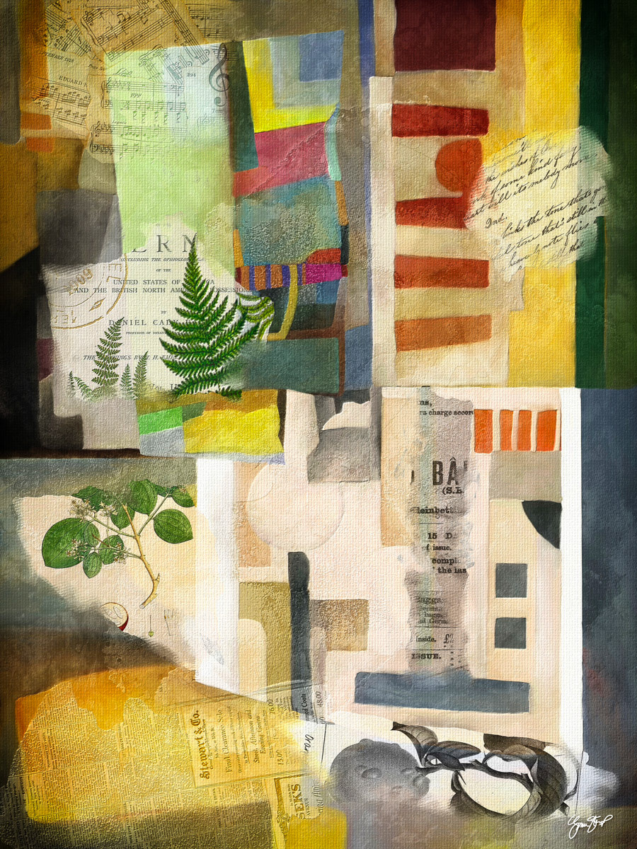 Mixed media collage art by Gina Startup