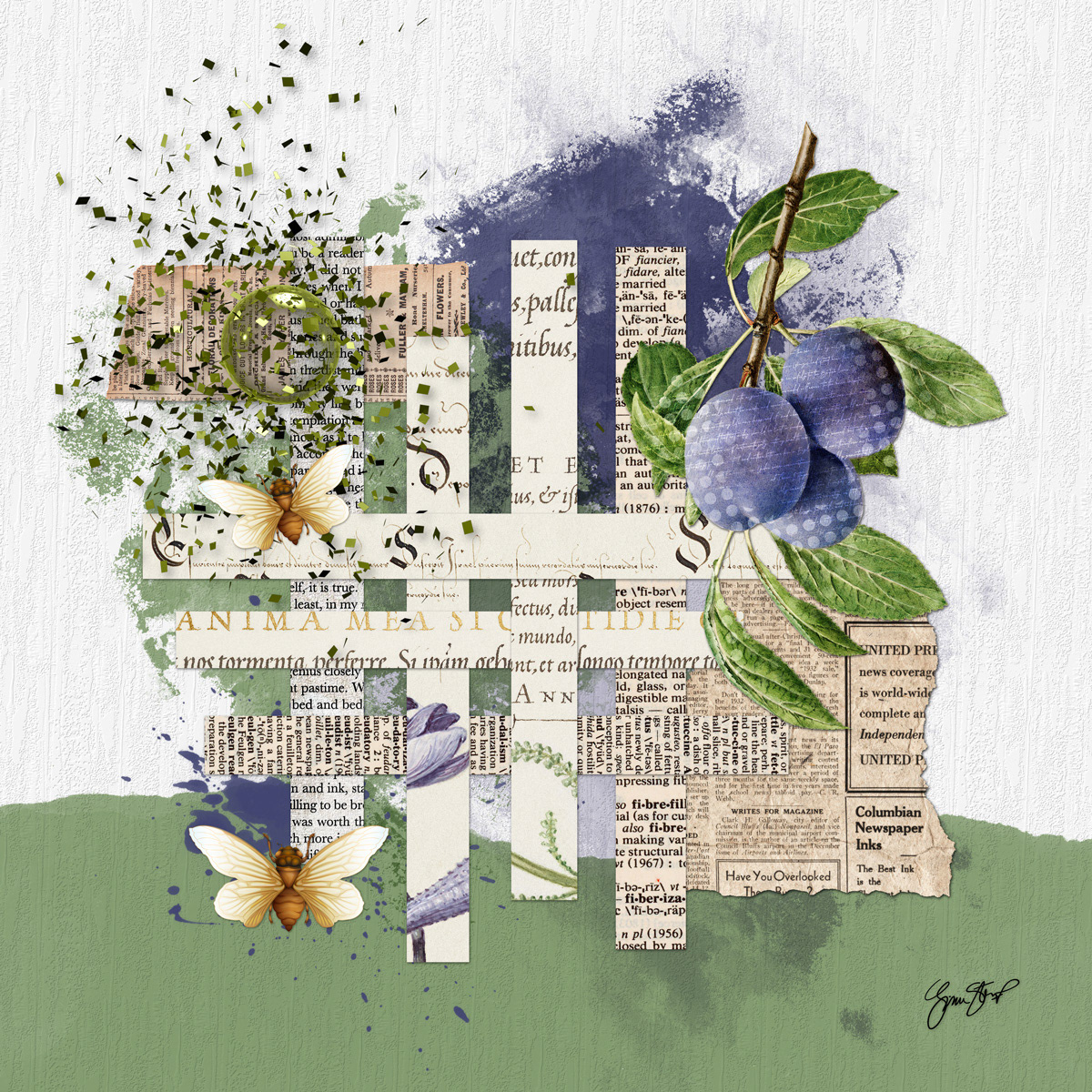 3 Plum Collage by Gina Startup