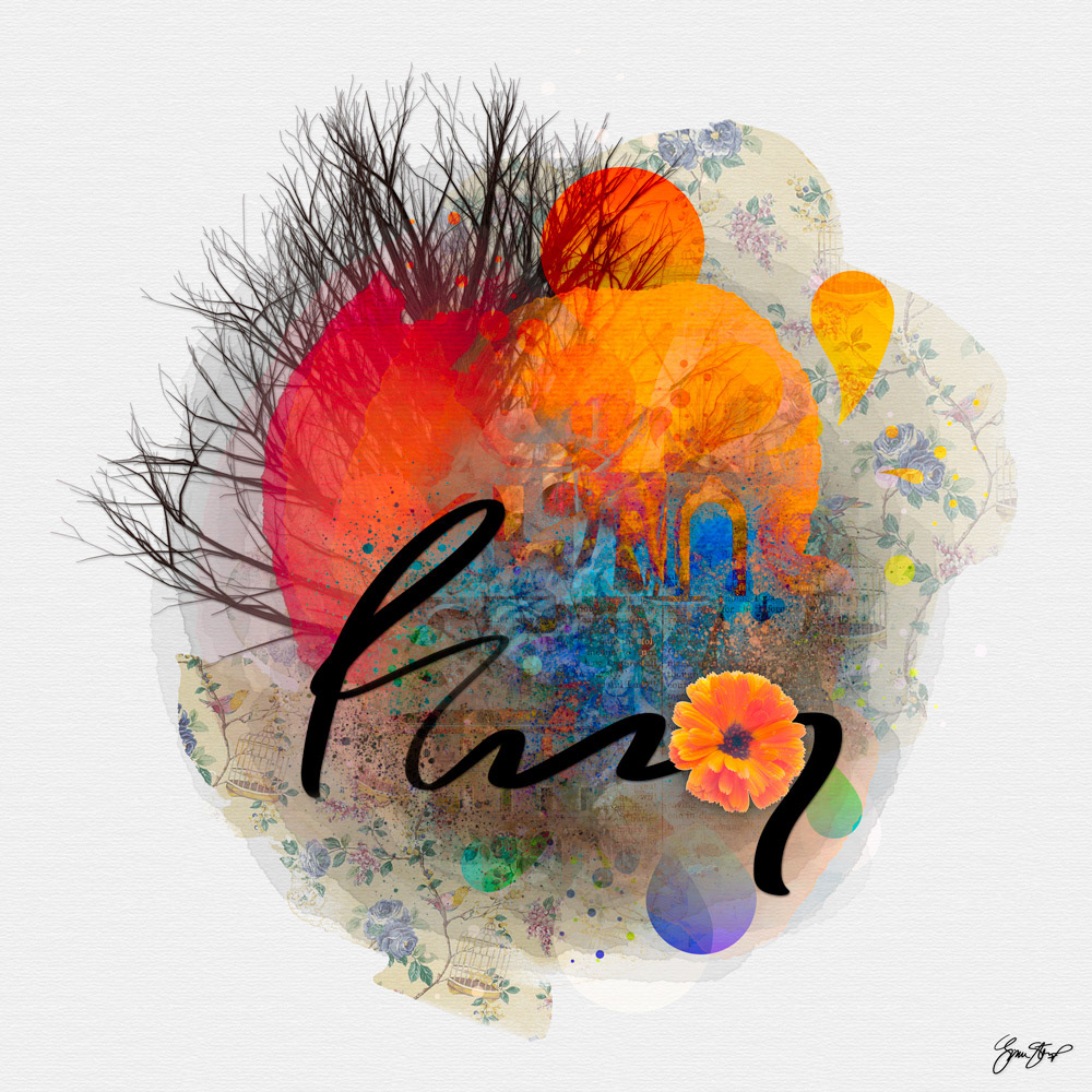 Mixed media collage art by Gina Startup